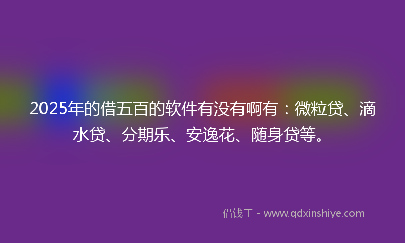 2025年的借五百的软件有没有啊有：微粒贷、滴水贷、分期乐、安逸花、随身贷等。