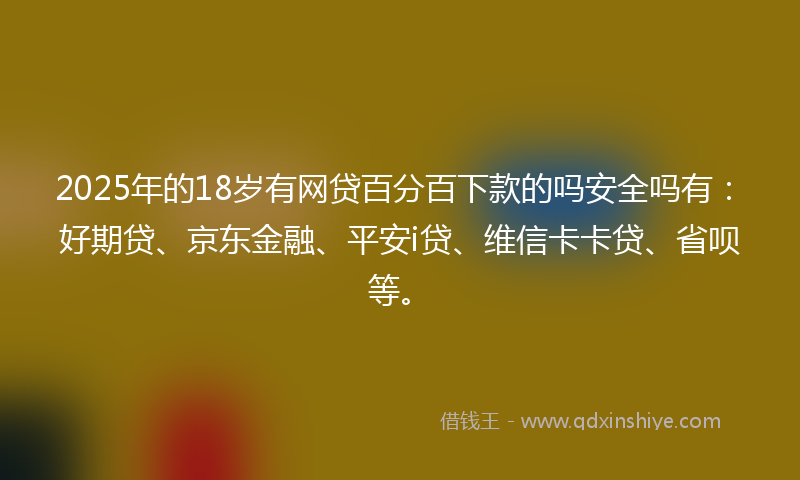 2025年的18岁有网贷百分百下款的吗安全吗有：好期贷、京东金融、平安i贷、维信卡卡贷、省呗等。