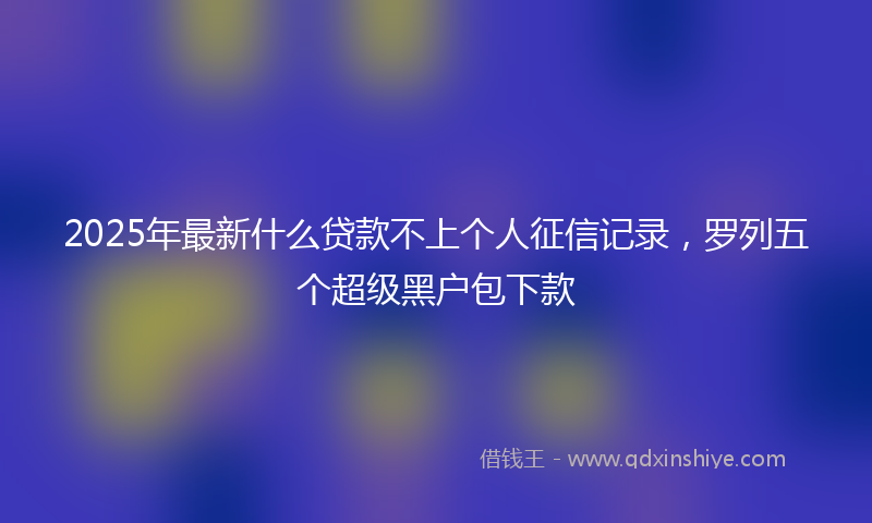 2025年最新什么贷款不上个人征信记录，罗列五个超级黑户包下款