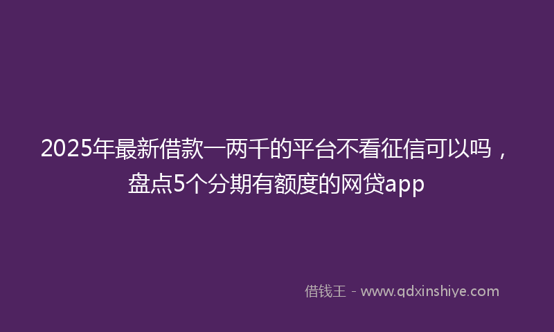 2025年最新借款一两千的平台不看征信可以吗，盘点5个分期有额度的网贷app