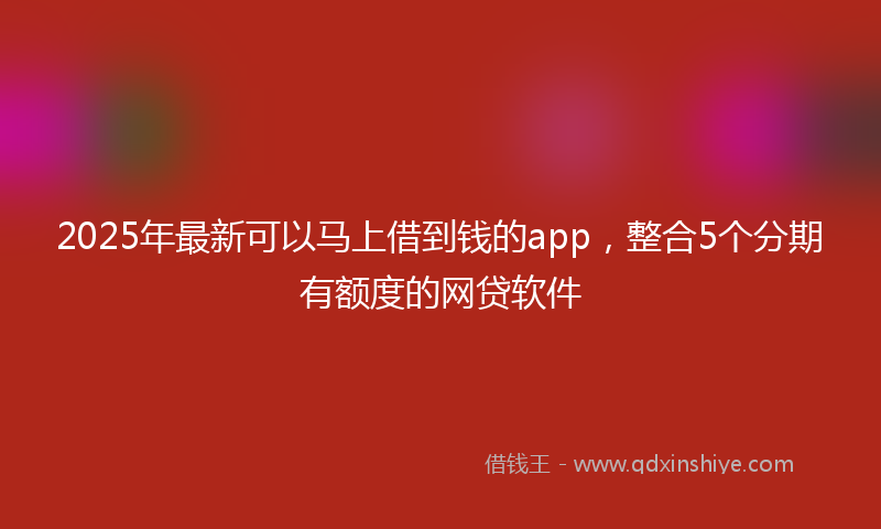 2025年最新可以马上借到钱的app，整合5个分期有额度的网贷软件