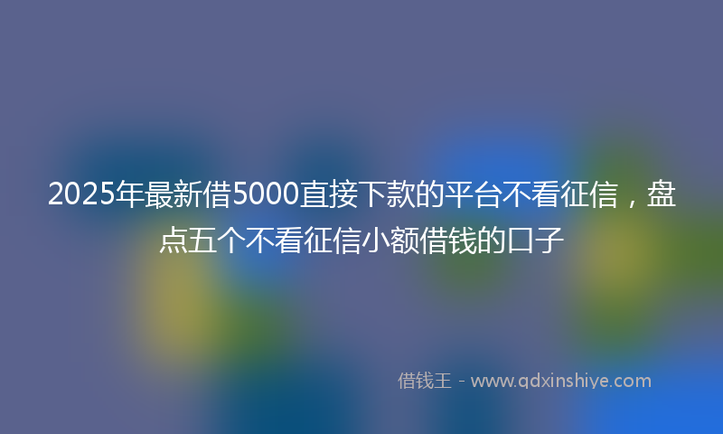 2025年最新借5000直接下款的平台不看征信，盘点五个不看征信小额借钱的口子