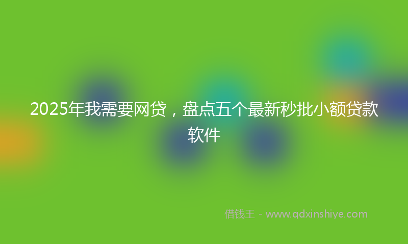 2025年我需要网贷，盘点五个最新秒批小额贷款软件