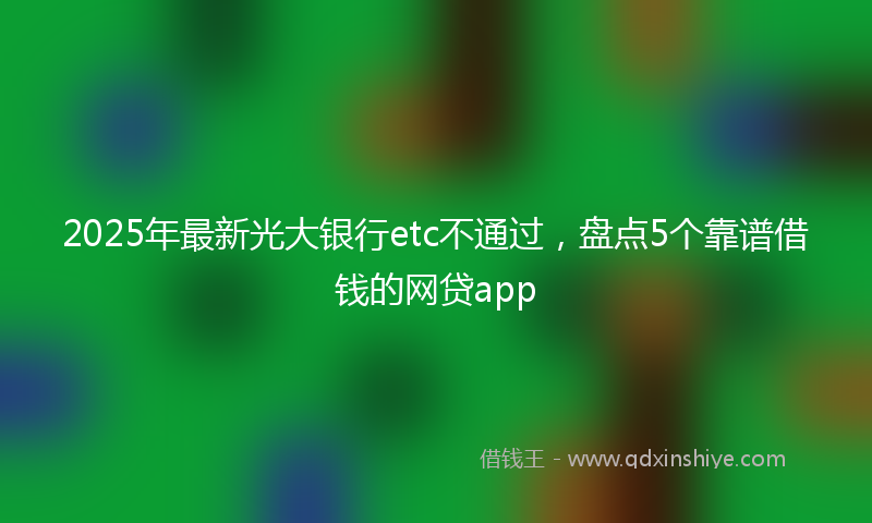 2025年最新光大银行etc不通过，盘点5个靠谱借钱的网贷app