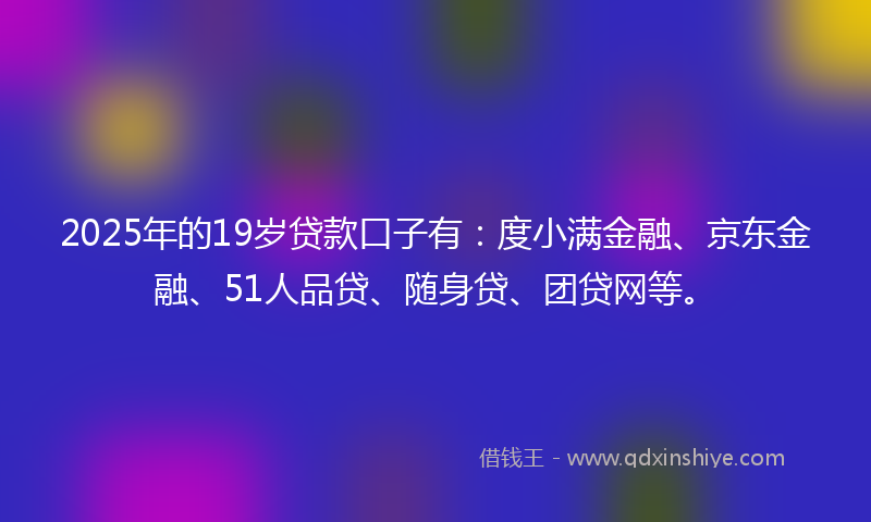 2025年的19岁贷款口子有：度小满金融、京东金融、51人品贷、随身贷、团贷网等。