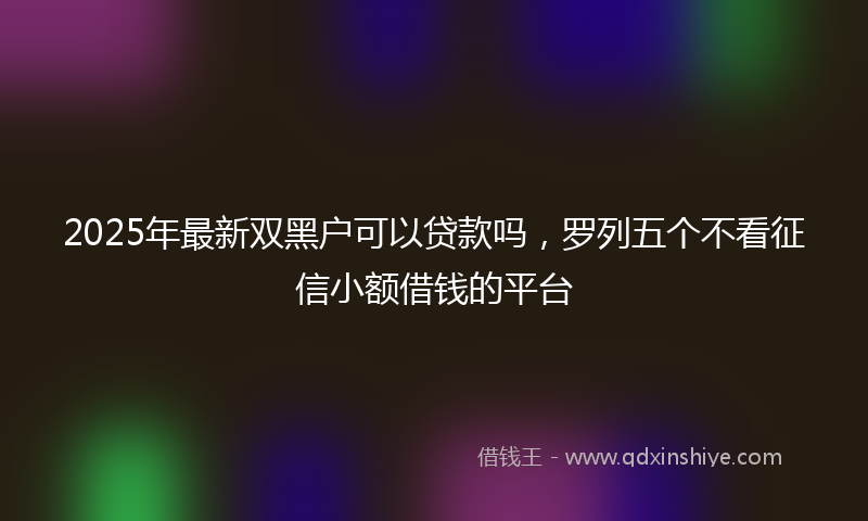 2025年最新双黑户可以贷款吗，罗列五个不看征信小额借钱的平台