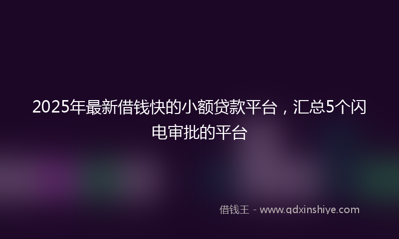 2025年最新借钱快的小额贷款平台，汇总5个闪电审批的平台