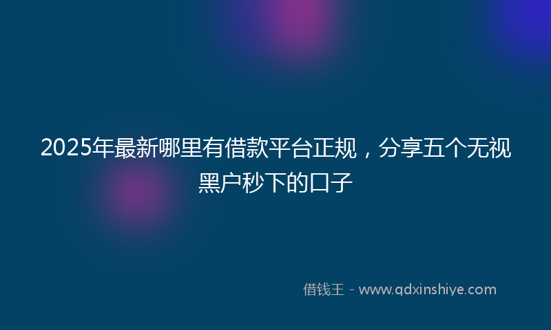 2025年最新哪里有借款平台正规，分享五个无视黑户秒下的口子