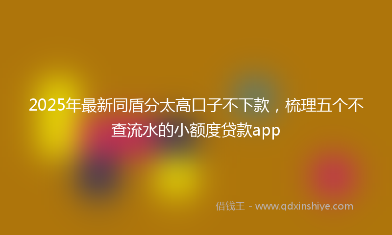 2025年最新同盾分太高口子不下款，梳理五个不查流水的小额度贷款app
