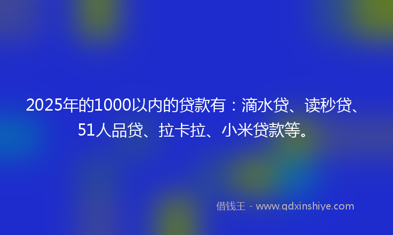 2025年的1000以内的贷款有：滴水贷、读秒贷、51人品贷、拉卡拉、小米贷款等。