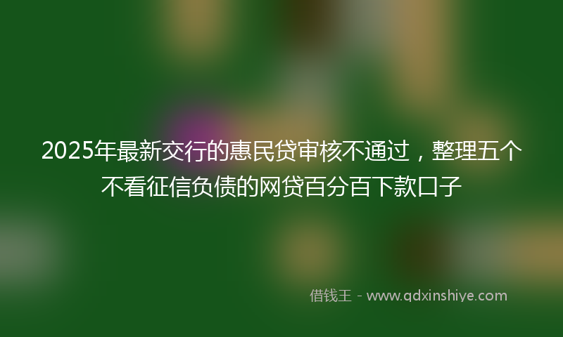 2025年最新交行的惠民贷审核不通过，整理五个不看征信负债的网贷百分百下款口子