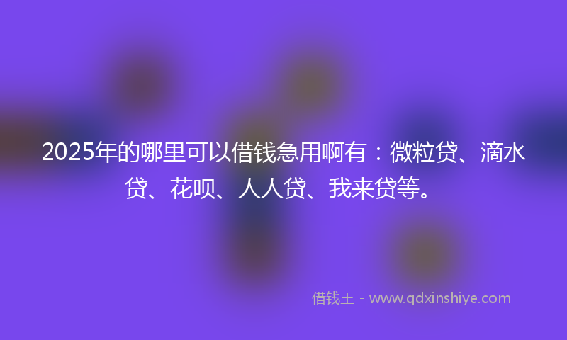 2025年的哪里可以借钱急用啊有：微粒贷、滴水贷、花呗、人人贷、我来贷等。