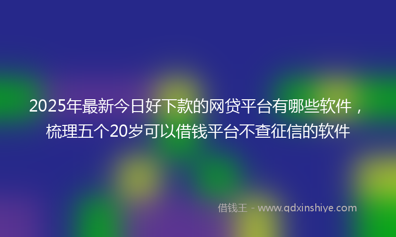 2025年最新今日好下款的网贷平台有哪些软件，梳理五个20岁可以借钱平台不查征信的软件