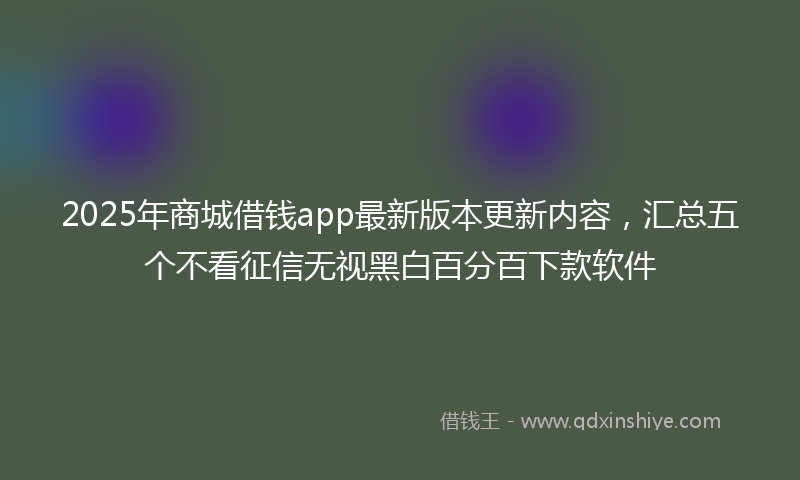 2025年商城借钱app最新版本更新内容，汇总五个不看征信无视黑白百分百下款软件