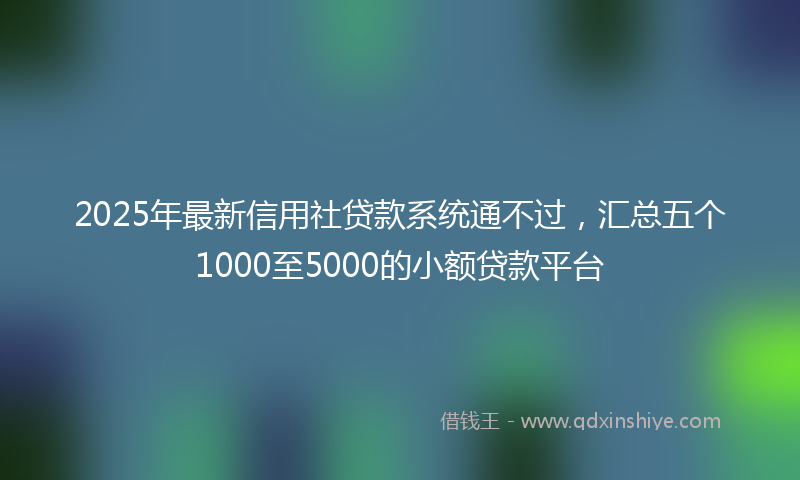 2025年最新信用社贷款系统通不过，汇总五个1000至5000的小额贷款平台