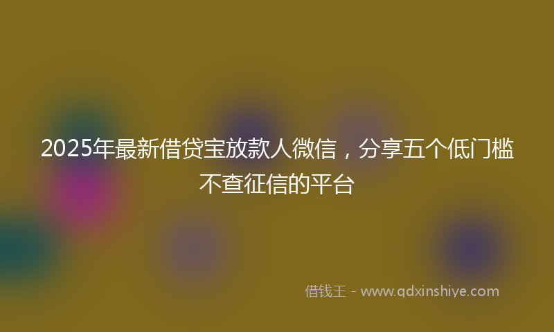 2025年最新借贷宝放款人微信，分享五个低门槛不查征信的平台