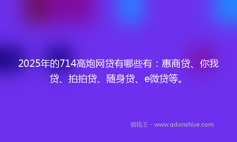 2025年的714高炮网贷有哪些有：惠商贷、你我贷、拍拍贷、随身贷、e微贷等。