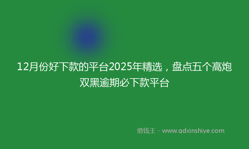 12月份好下款的平台2025年精选，盘点五个高炮双黑逾期必下款平台