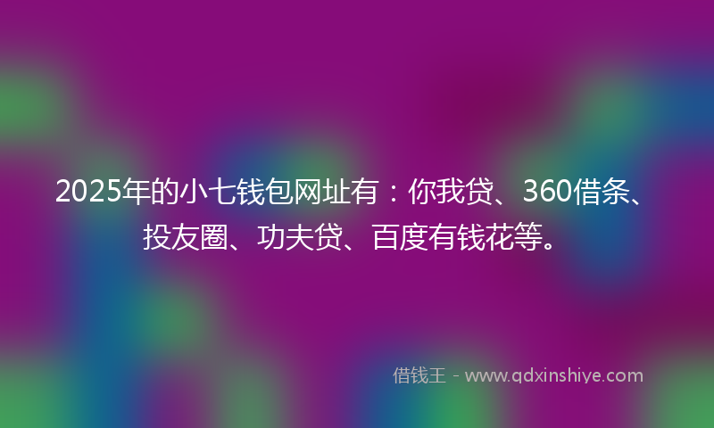 2025年的小七钱包网址有：你我贷、360借条、投友圈、功夫贷、百度有钱花等。