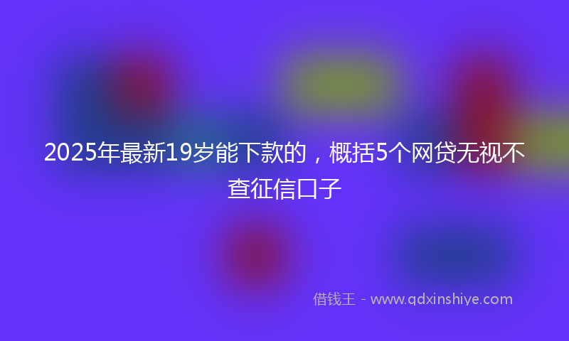 2025年最新19岁能下款的，概括5个网贷无视不查征信口子