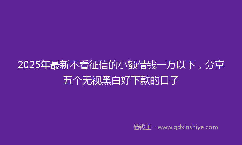 2025年最新不看征信的小额借钱一万以下，分享五个无视黑白好下款的口子