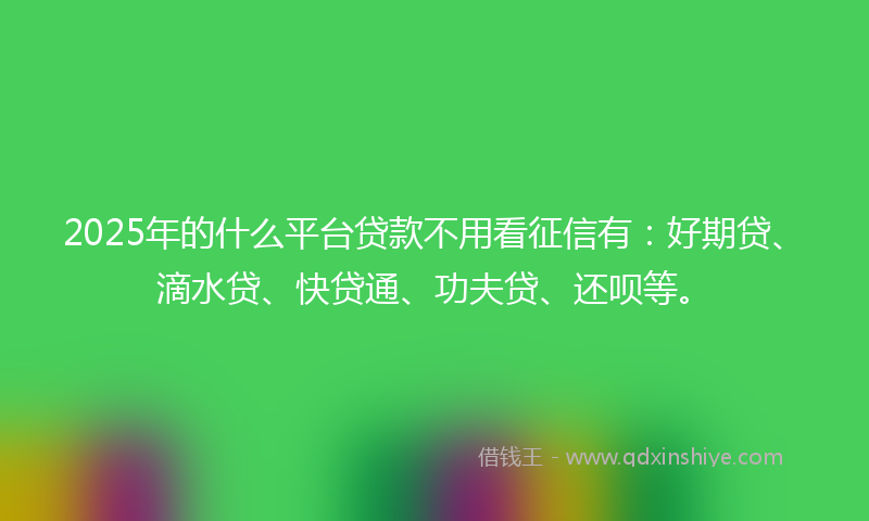 2025年的什么平台贷款不用看征信有：好期贷、滴水贷、快贷通、功夫贷、还呗等。