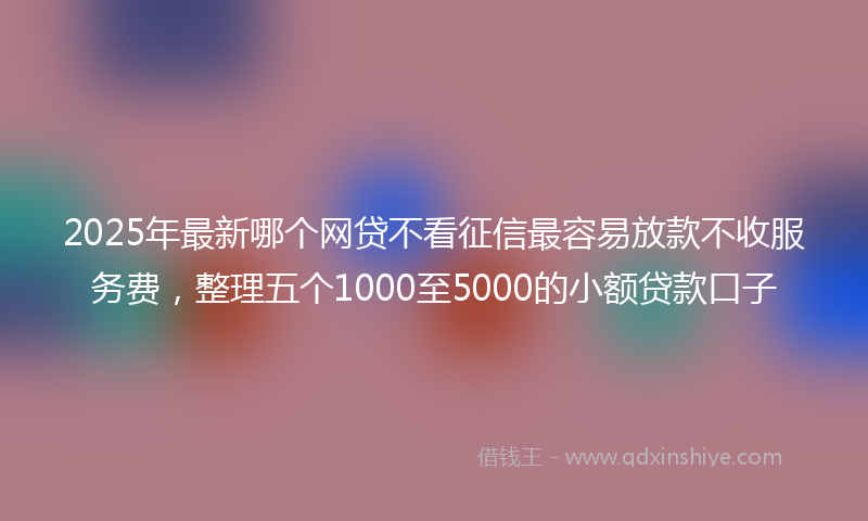 2025年最新哪个网贷不看征信最容易放款不收服务费，整理五个1000至5000的小额贷款口子