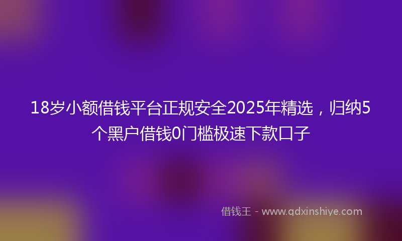 18岁小额借钱平台正规安全2025年精选，归纳5个黑户借钱0门槛极速下款口子