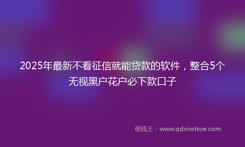 2025年最新不看征信就能贷款的软件，整合5个无视黑户花户必下款口子