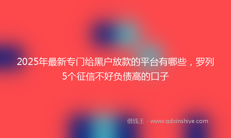 2025年最新专门给黑户放款的平台有哪些，罗列5个征信不好负债高的口子