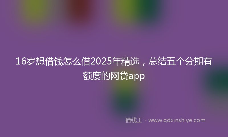 16岁想借钱怎么借2025年精选，总结五个分期有额度的网贷app