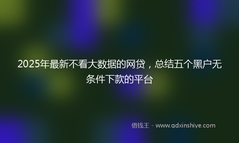 2025年最新不看大数据的网贷，总结五个黑户无条件下款的平台