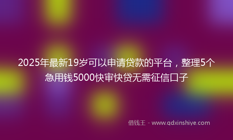 2025年最新19岁可以申请贷款的平台，整理5个急用钱5000快审快贷无需征信口子