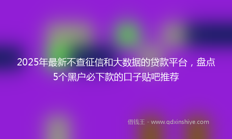 2025年最新不查征信和大数据的贷款平台，盘点5个黑户必下款的口子贴吧推荐