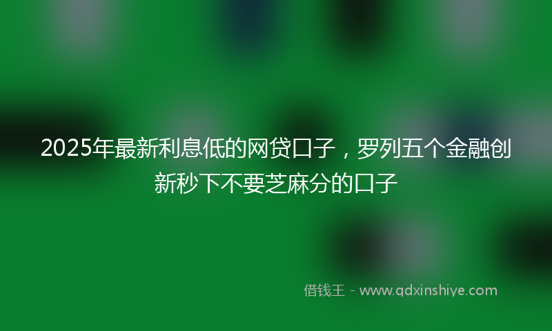 2025年最新利息低的网贷口子，罗列五个金融创新秒下不要芝麻分的口子