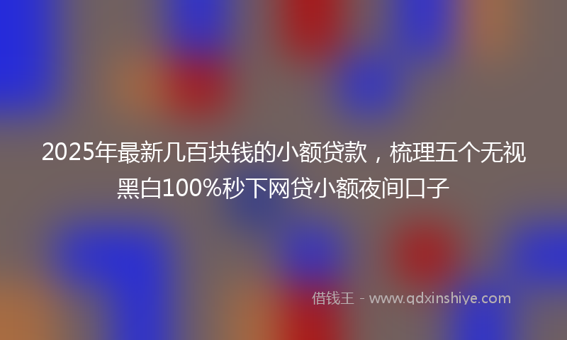 2025年最新几百块钱的小额贷款，梳理五个无视黑白100%秒下网贷小额夜间口子
