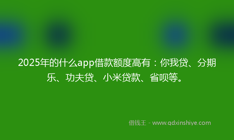 2025年的什么app借款额度高有：你我贷、分期乐、功夫贷、小米贷款、省呗等。