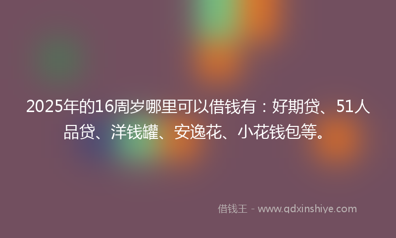 2025年的16周岁哪里可以借钱有：好期贷、51人品贷、洋钱罐、安逸花、小花钱包等。