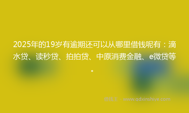 2025年的19岁有逾期还可以从哪里借钱呢有：滴水贷、读秒贷、拍拍贷、中原消费金融、e微贷等。