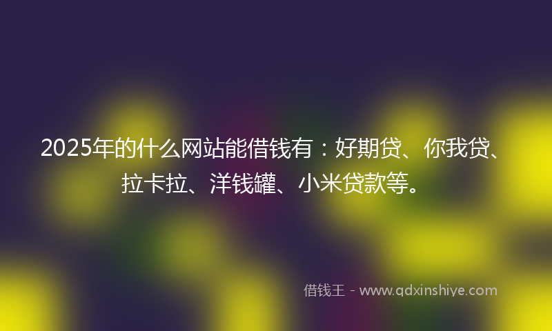 2025年的什么网站能借钱有：好期贷、你我贷、拉卡拉、洋钱罐、小米贷款等。