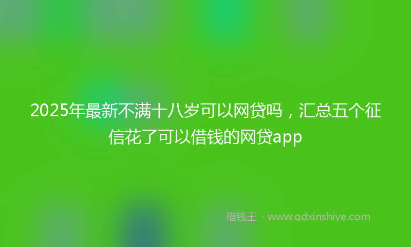 2025年最新不满十八岁可以网贷吗，汇总五个征信花了可以借钱的网贷app