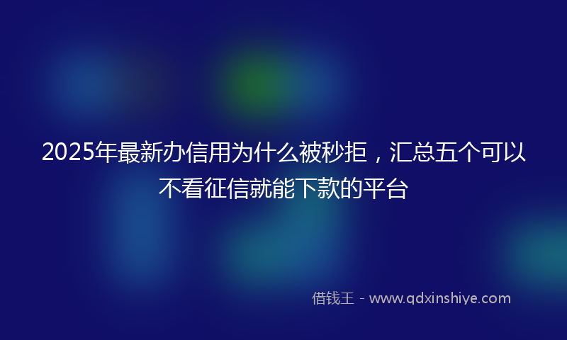 2025年最新办信用为什么被秒拒，汇总五个可以不看征信就能下款的平台