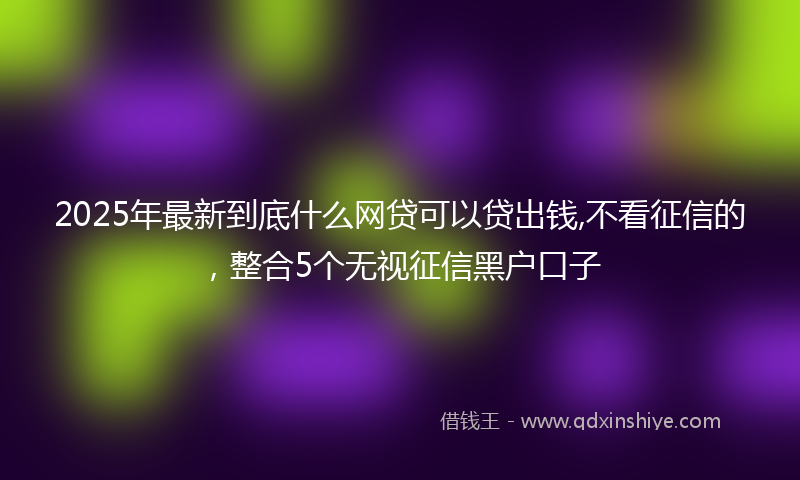 2025年最新到底什么网贷可以贷出钱,不看征信的，整合5个无视征信黑户口子