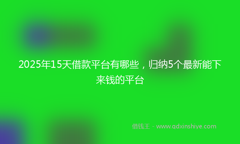 2025年15天借款平台有哪些，归纳5个最新能下来钱的平台