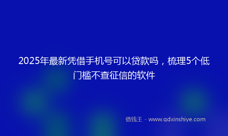 2025年最新凭借手机号可以贷款吗，梳理5个低门槛不查征信的软件