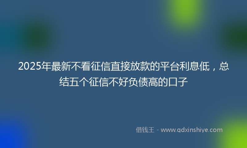 2025年最新不看征信直接放款的平台利息低，总结五个征信不好负债高的口子