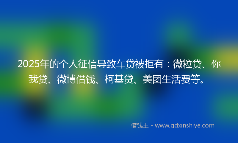 2025年的个人征信导致车贷被拒有：微粒贷、你我贷、微博借钱、柯基贷、美团生活费等。