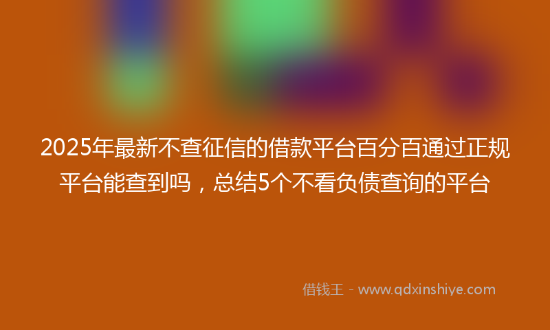 2025年最新不查征信的借款平台百分百通过正规平台能查到吗，总结5个不看负债查询的平台