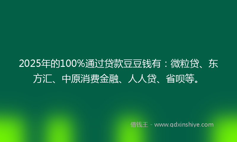 2025年的100%通过贷款豆豆钱有：微粒贷、东方汇、中原消费金融、人人贷、省呗等。