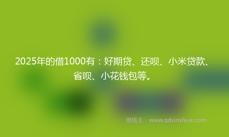 2025年的借1000有：好期贷、还呗、小米贷款、省呗、小花钱包等。